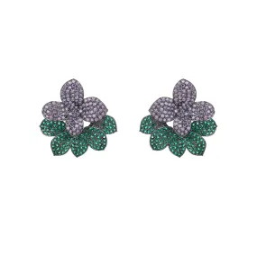 Cubic Zircon CZ Flower Earrings for Wedding, Crystals Earring for Bride, Women Girl Birthday Party Jewelry CE11339