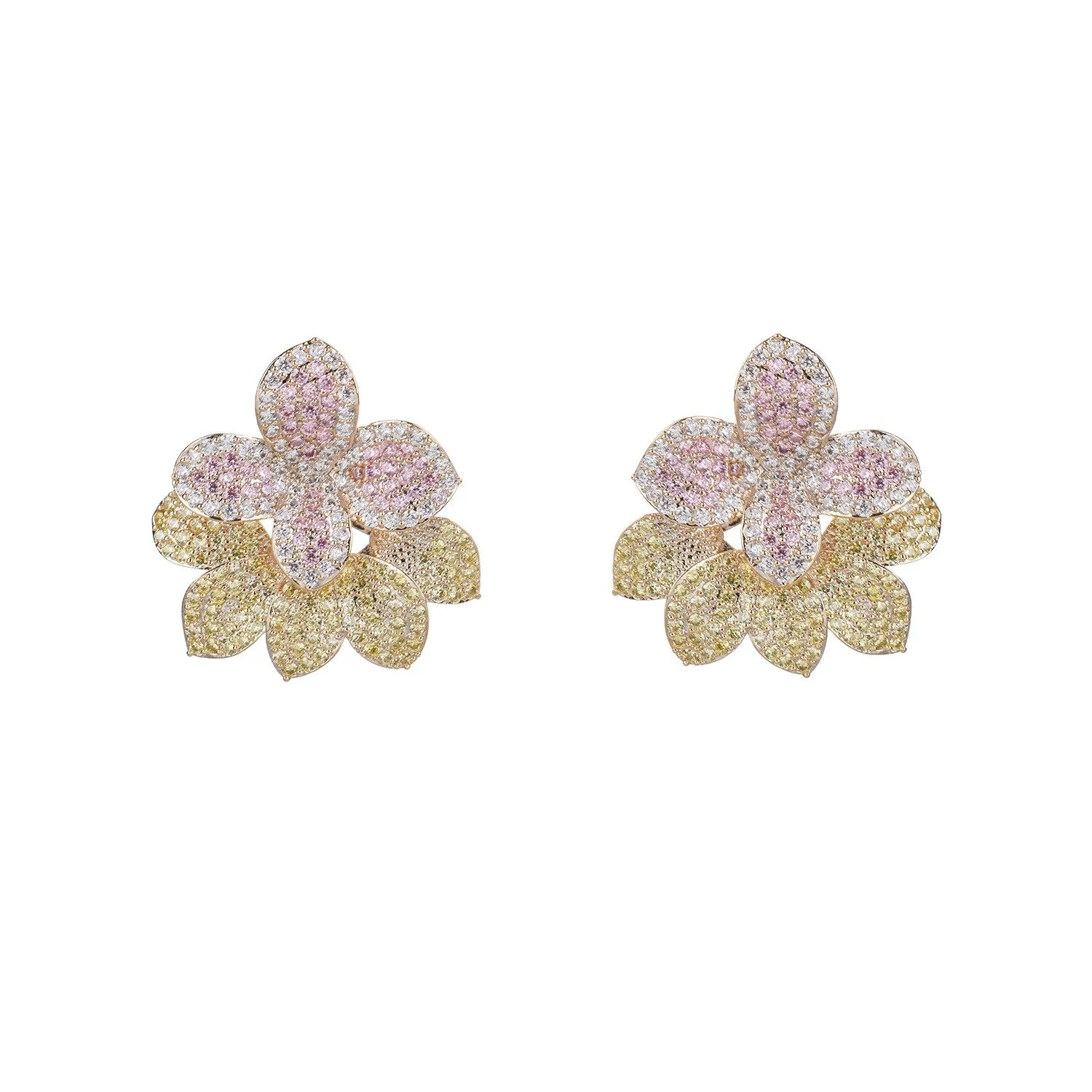 Cubic Zircon CZ Flower Earrings for Wedding, Crystals Earring for Bride, Women Girl Birthday Party Jewelry CE11339
