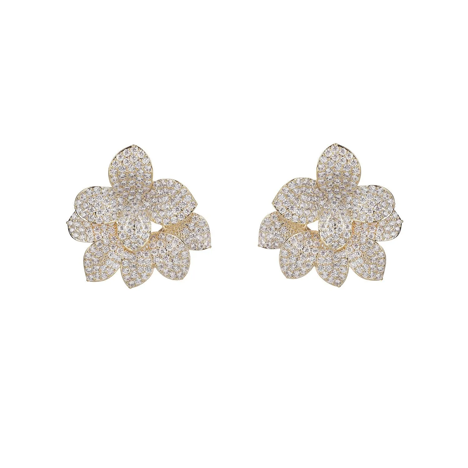 Cubic Zircon CZ Flower Earrings for Wedding, Crystals Earring for Bride, Women Girl Birthday Party Jewelry CE11339