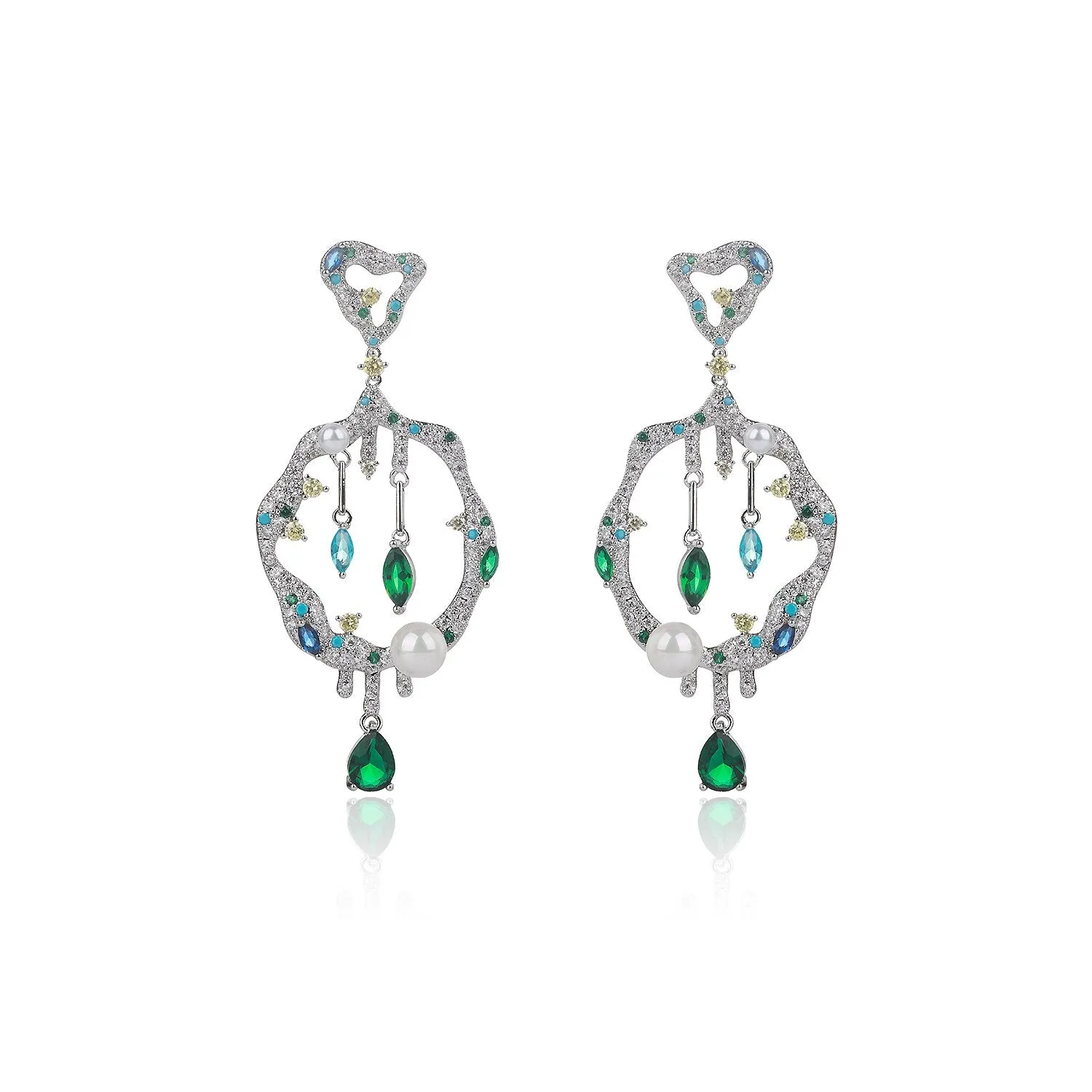 Cubic Zircon CZ Leaves Earrings for Wedding, Crystals Flower Earring for Bride, Women Girl Birthday Party Jewelry CE11460