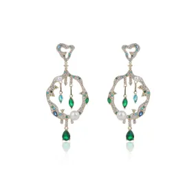 Cubic Zircon CZ Leaves Earrings for Wedding, Crystals Flower Earring for Bride, Women Girl Birthday Party Jewelry CE11460