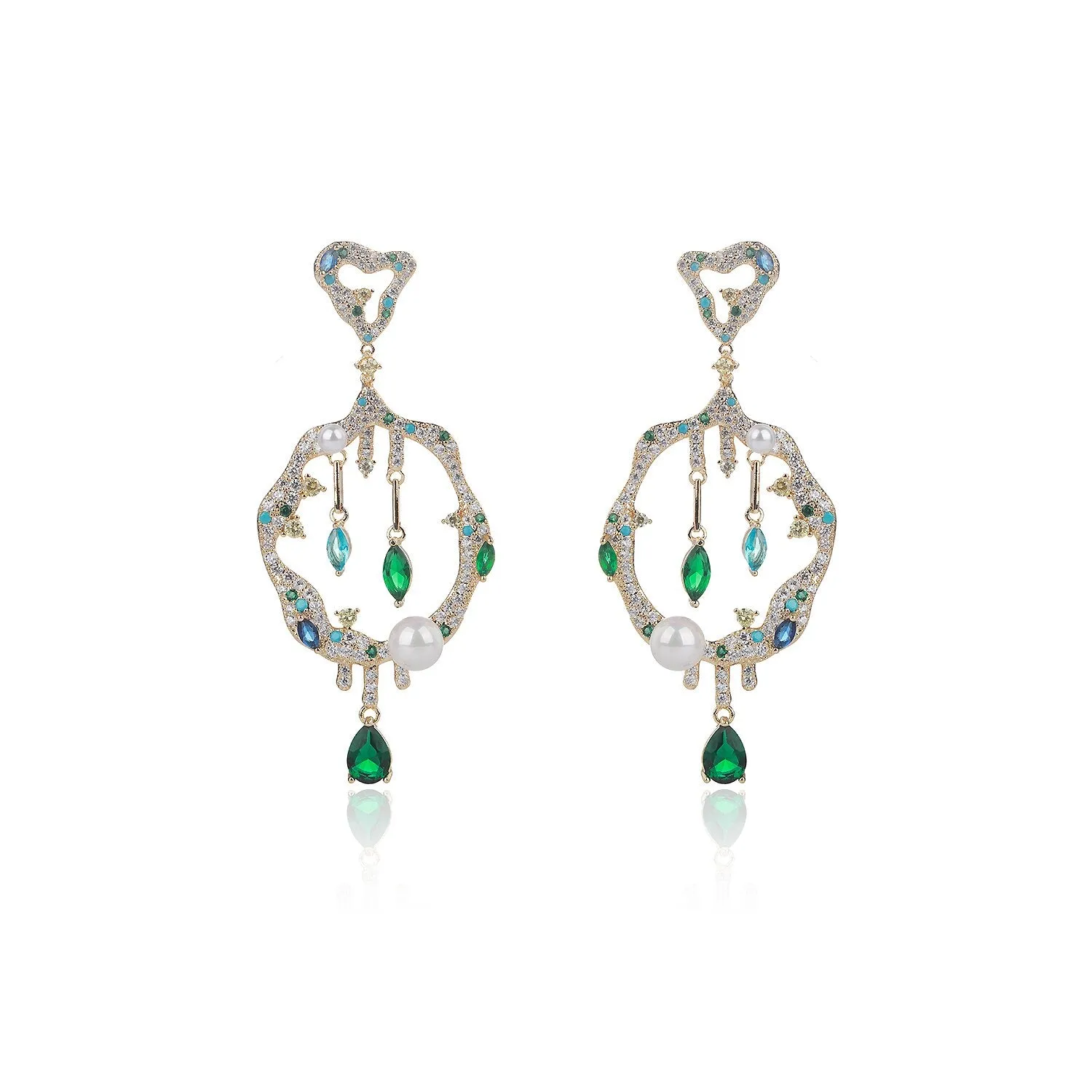Cubic Zircon CZ Leaves Earrings for Wedding, Crystals Flower Earring for Bride, Women Girl Birthday Party Jewelry CE11460