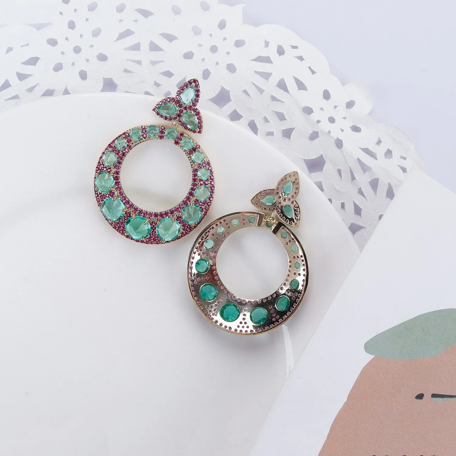 Cubic Zircon CZ Round Earrings for Wedding, Crystals Dangle Earring for Bride, Women Girl Birthday Party Jewelry CE11400