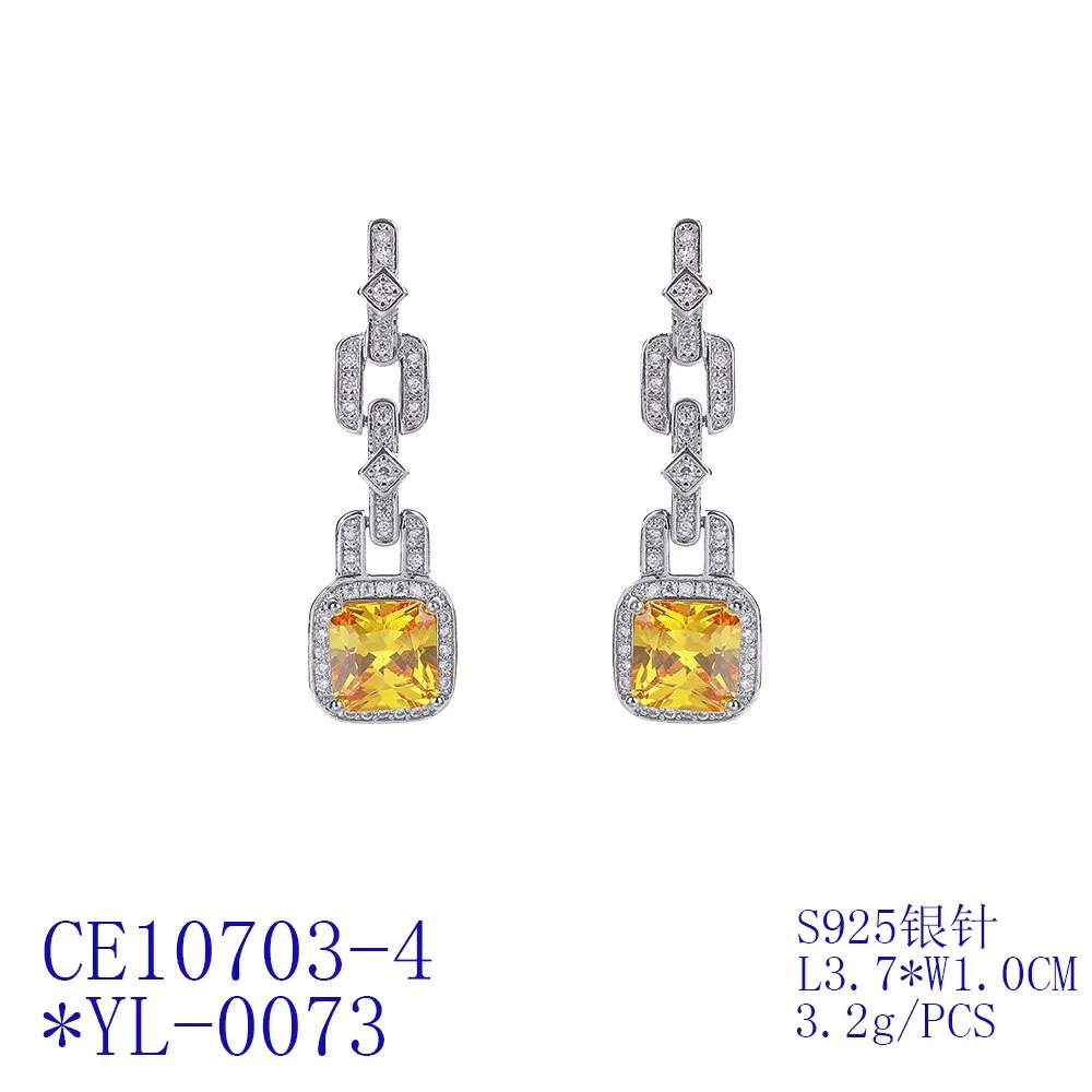 Cubic Zircon CZ Square Earrings for Wedding, Crystals Dangle Earring for Bride, Women Girl Birthday Party Jewelry CE10703