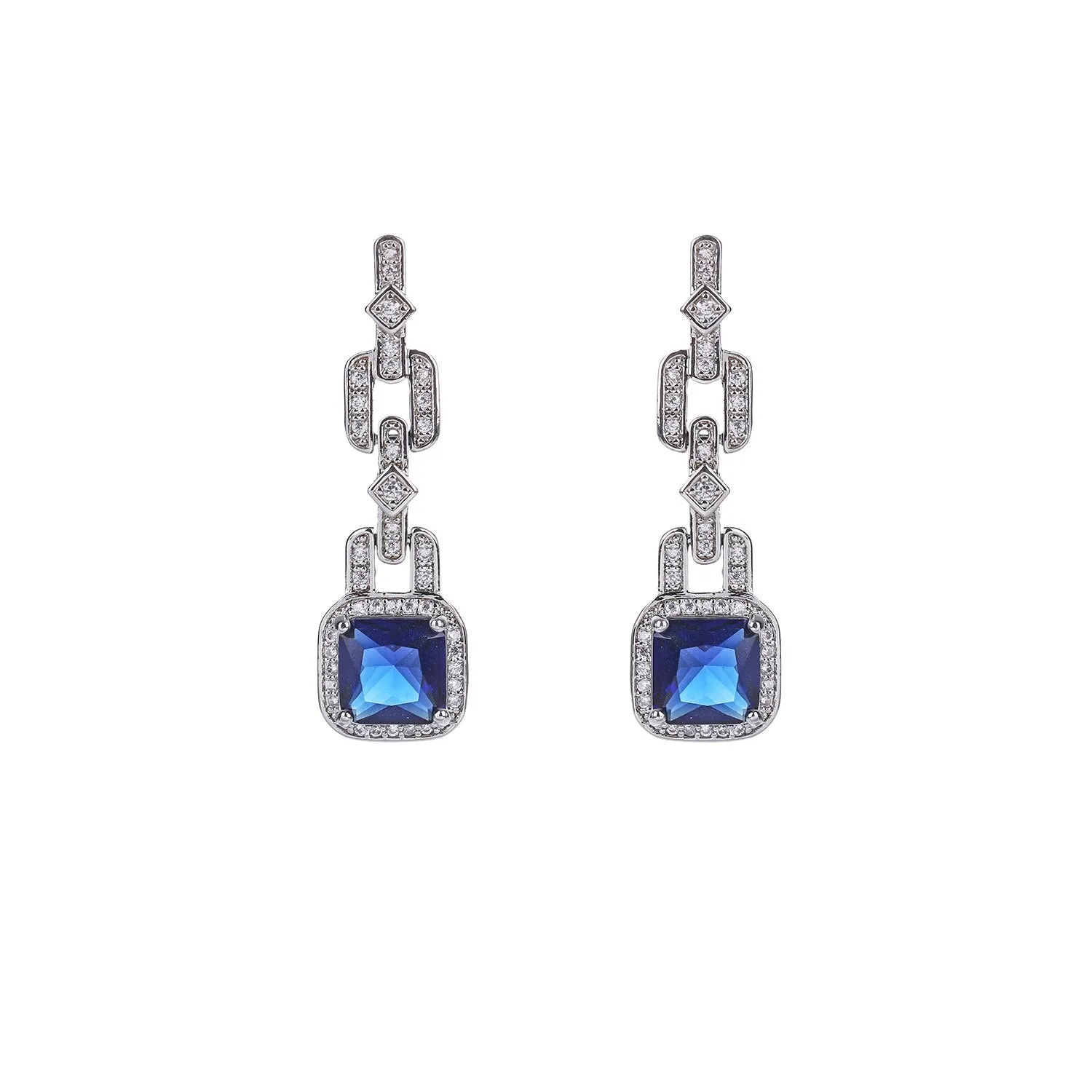 Cubic Zircon CZ Square Earrings for Wedding, Crystals Dangle Earring for Bride, Women Girl Birthday Party Jewelry CE10703