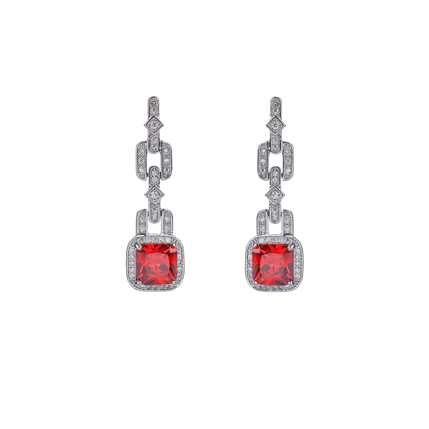 Cubic Zircon CZ Square Earrings for Wedding, Crystals Dangle Earring for Bride, Women Girl Birthday Party Jewelry CE10703