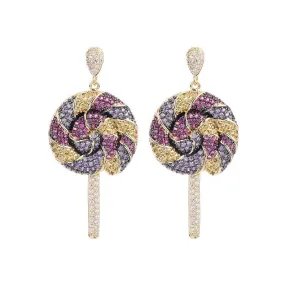 Cubic Zircon Lollipop Candy Dangle Earring for Women,Crystals Girls Party,Promt Drop Earrings Jewelry Accessories LYA062