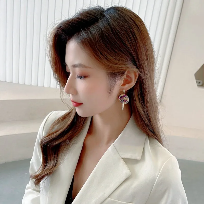 Cubic Zircon Lollipop Candy Dangle Earring for Women,Crystals Girls Party,Promt Drop Earrings Jewelry Accessories LYA062