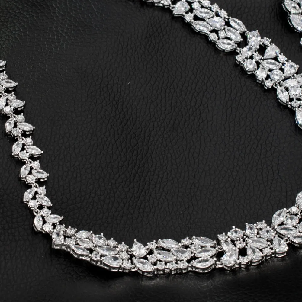 Cubic Zirconia Wedding Necklace Set,Party Women Crystals Jewelry CN10087