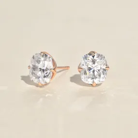 Cushion Cut Classic Solitaire Gold Studs Set 2pcs