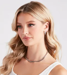 Dainty Cubic Zirconia Cross Earrings