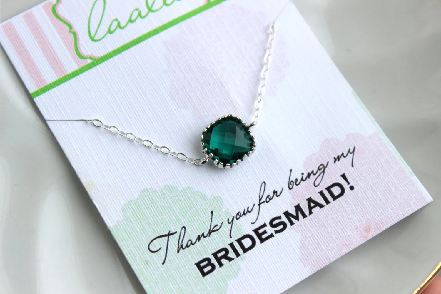 Dainty Silver Emerald Green Bracelet Bridesmaid Gift Emerald Wedding Jewelry - Bridesmaid Bracelet Silver Jewelry Accessories Gift under 20