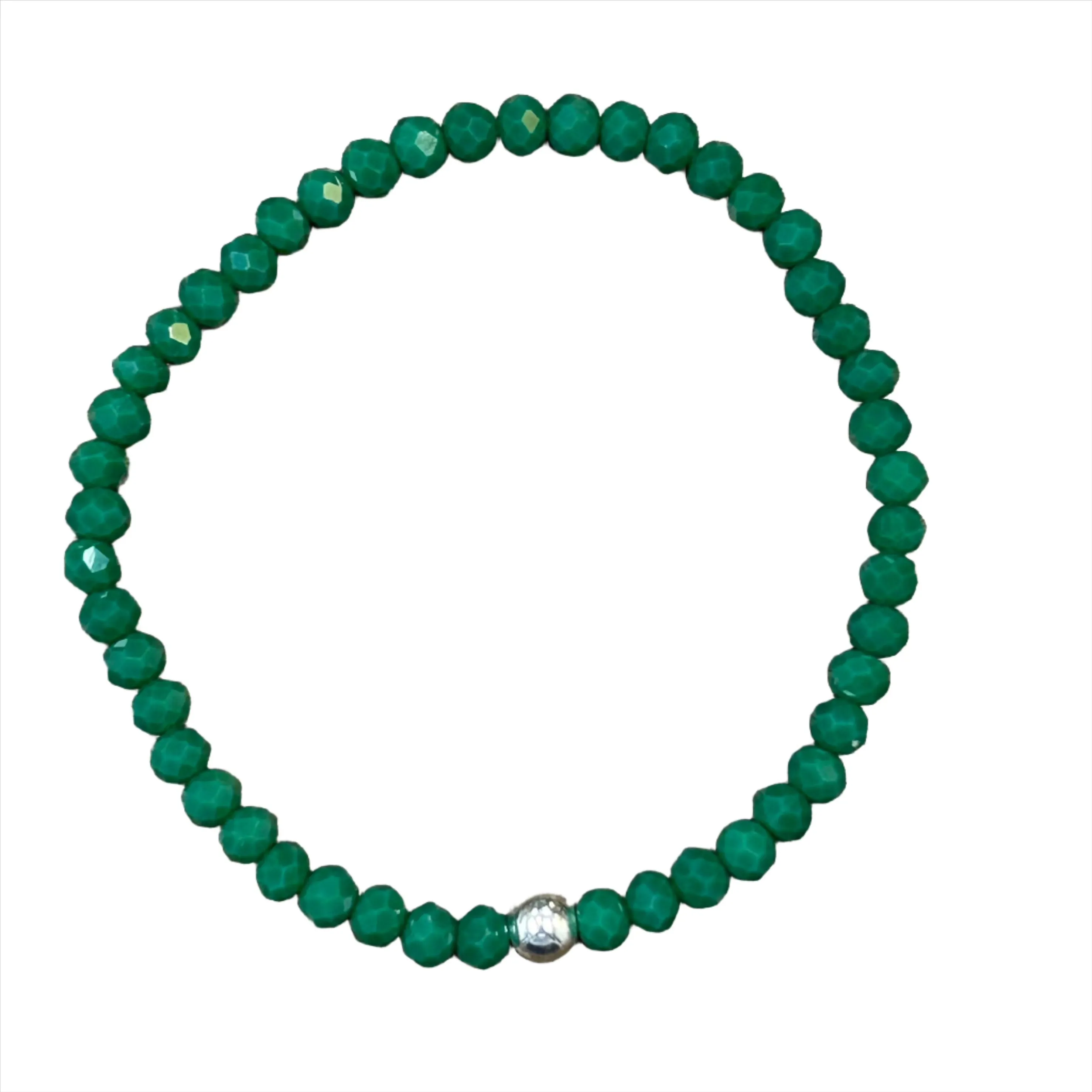 Dark Emerald Faceted Rondelle 4mm Bracelet