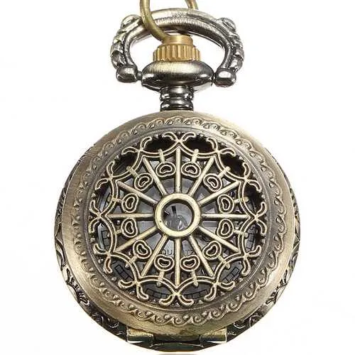 DEFFRUN Vintage Steam Punk Quartz Bronze Pocket Watch