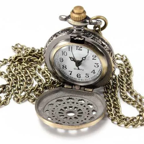 DEFFRUN Vintage Steam Punk Quartz Bronze Pocket Watch