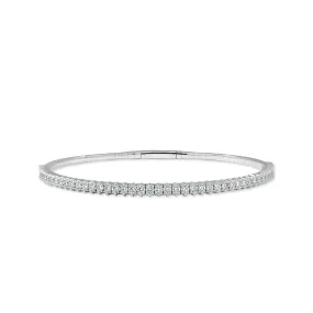 Diamond Half Eternity Flexible Bangle in 14K White Gold