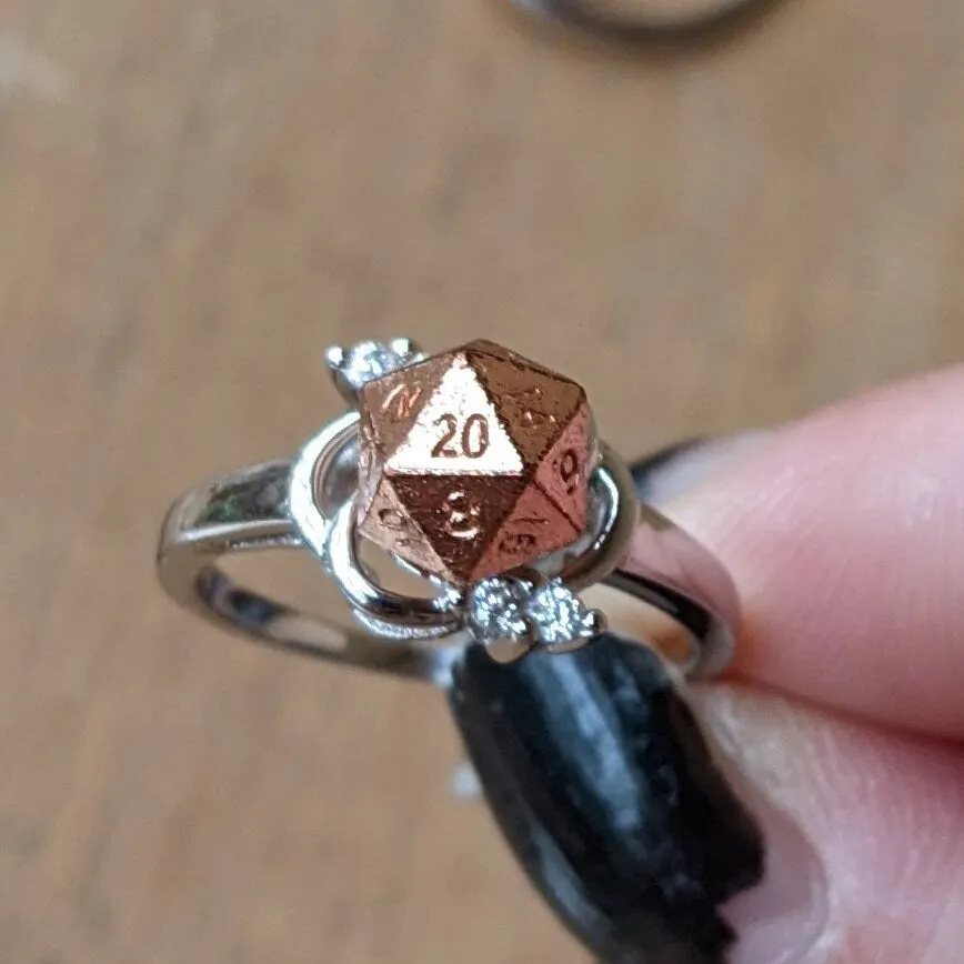 DnD D20 Ring Flower Sterling Silver