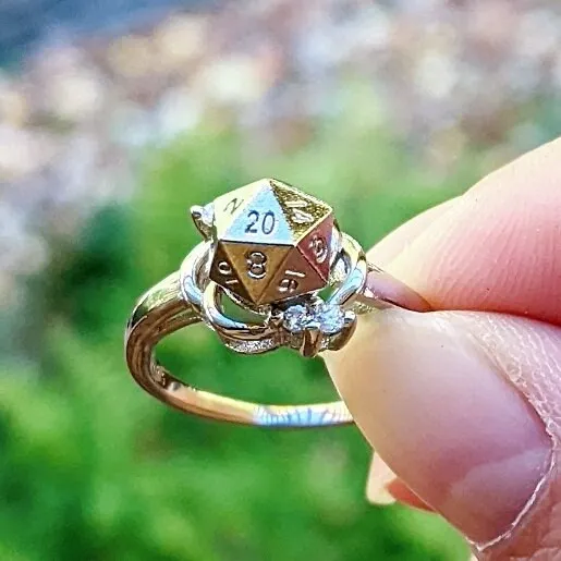 DnD D20 Ring Flower Sterling Silver