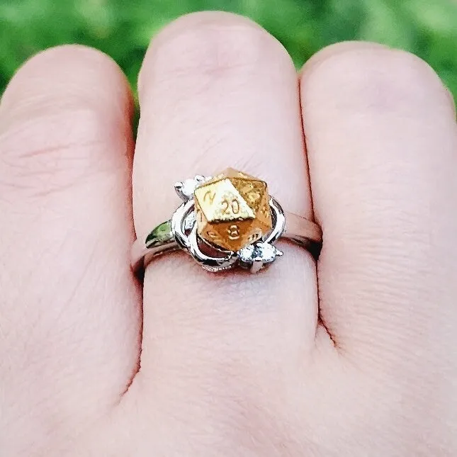 DnD D20 Ring Flower Sterling Silver