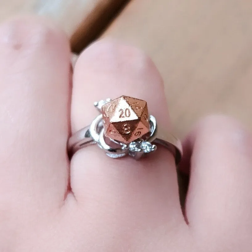 DnD D20 Ring Flower Sterling Silver