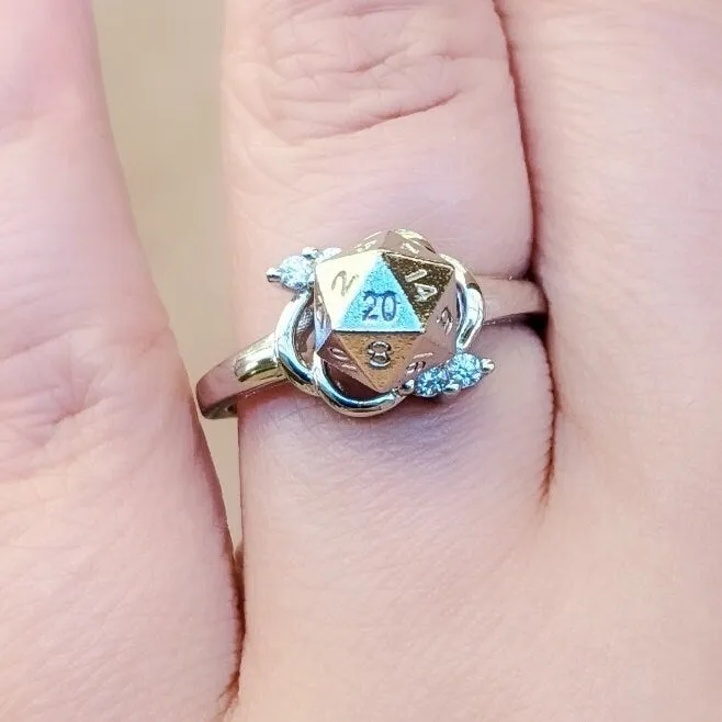DnD D20 Ring Flower Sterling Silver