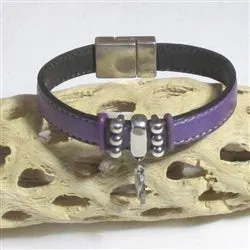 Domestic Violence Awareness Bracelet in Purple Leather