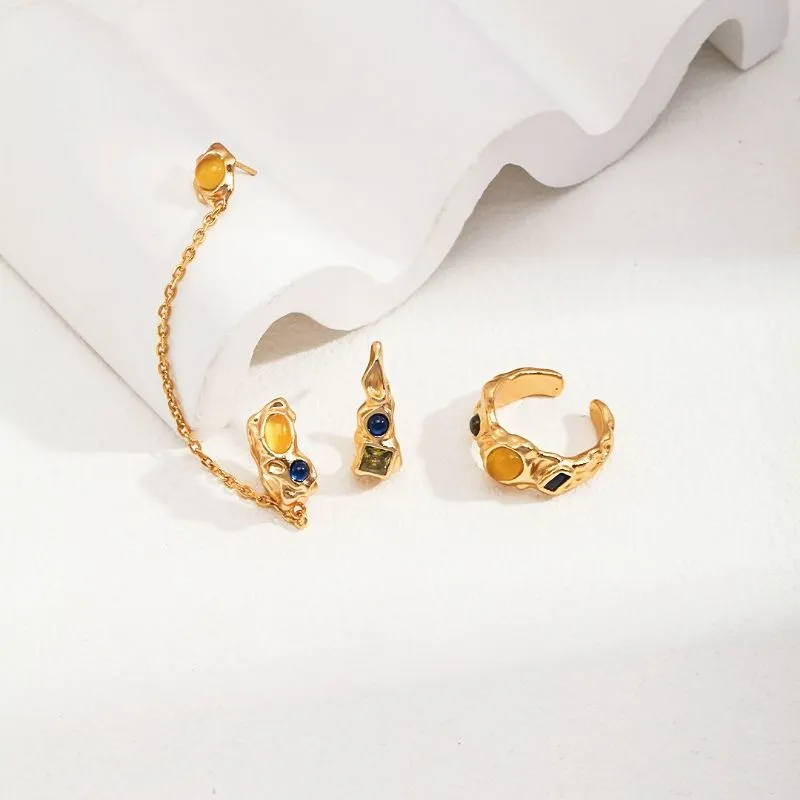 Ear Cuff Chain Eearrings in Sterling Silver