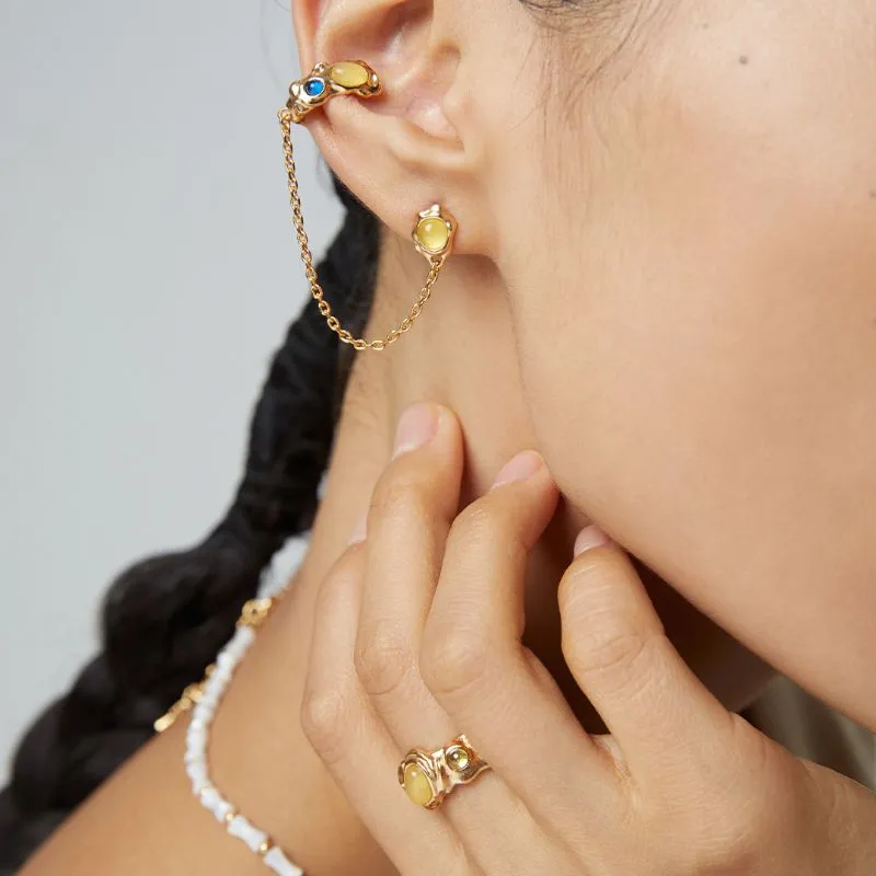 Ear Cuff Chain Eearrings in Sterling Silver