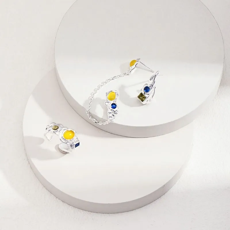 Ear Cuff Chain Eearrings in Sterling Silver