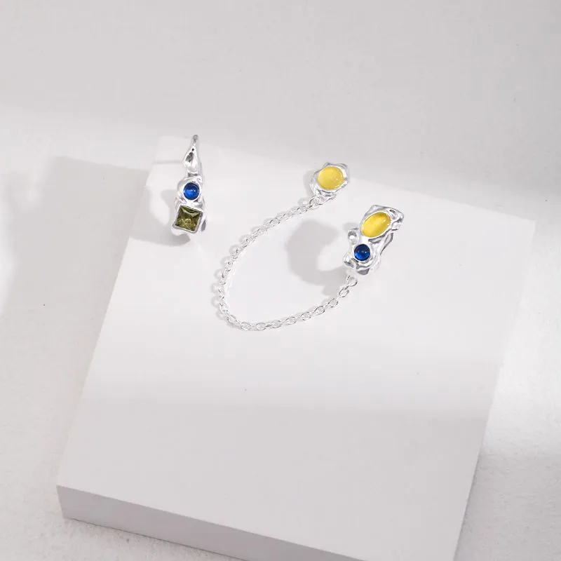 Ear Cuff Chain Eearrings in Sterling Silver