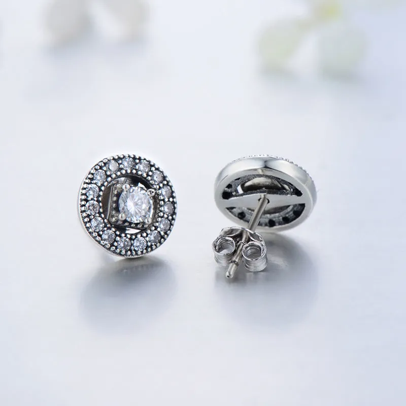 Elegant Zircon Sterling Silver Two-piece Stud Earrings