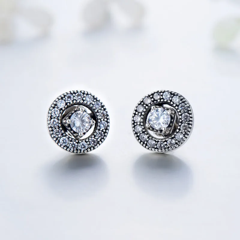 Elegant Zircon Sterling Silver Two-piece Stud Earrings