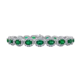 Emerald & Diamond Halo Bracelet