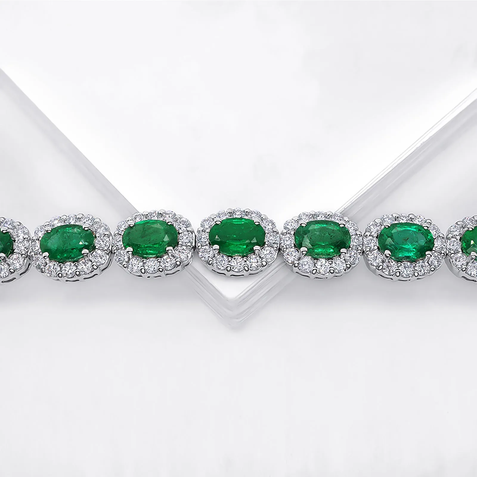 Emerald & Diamond Halo Bracelet
