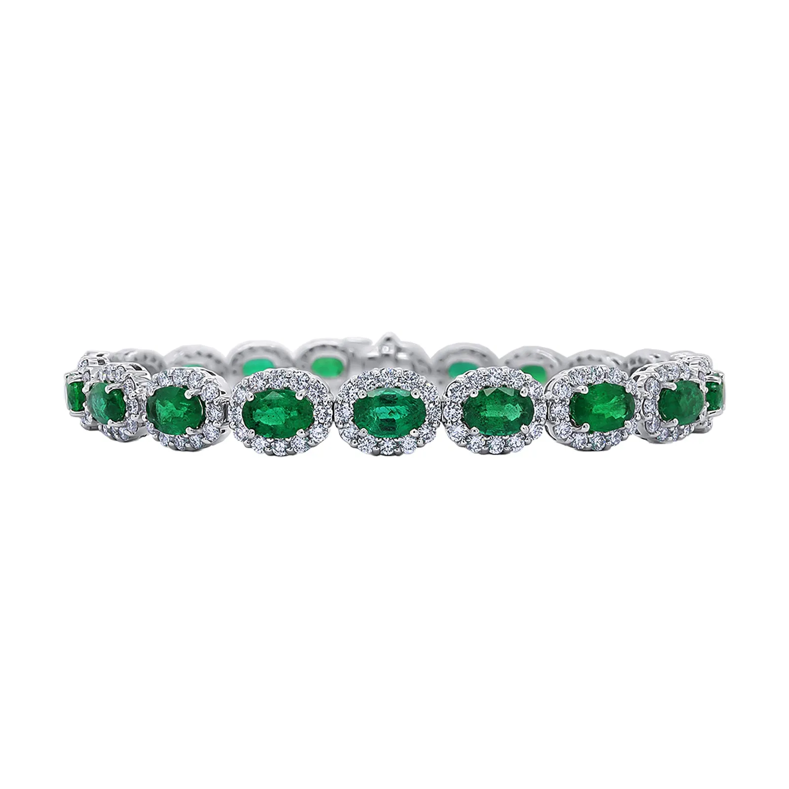 Emerald & Diamond Halo Bracelet