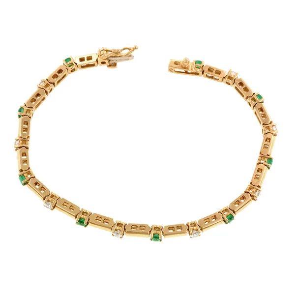 Emerald Diamond Link Bracelet