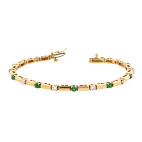 Emerald Diamond Link Bracelet