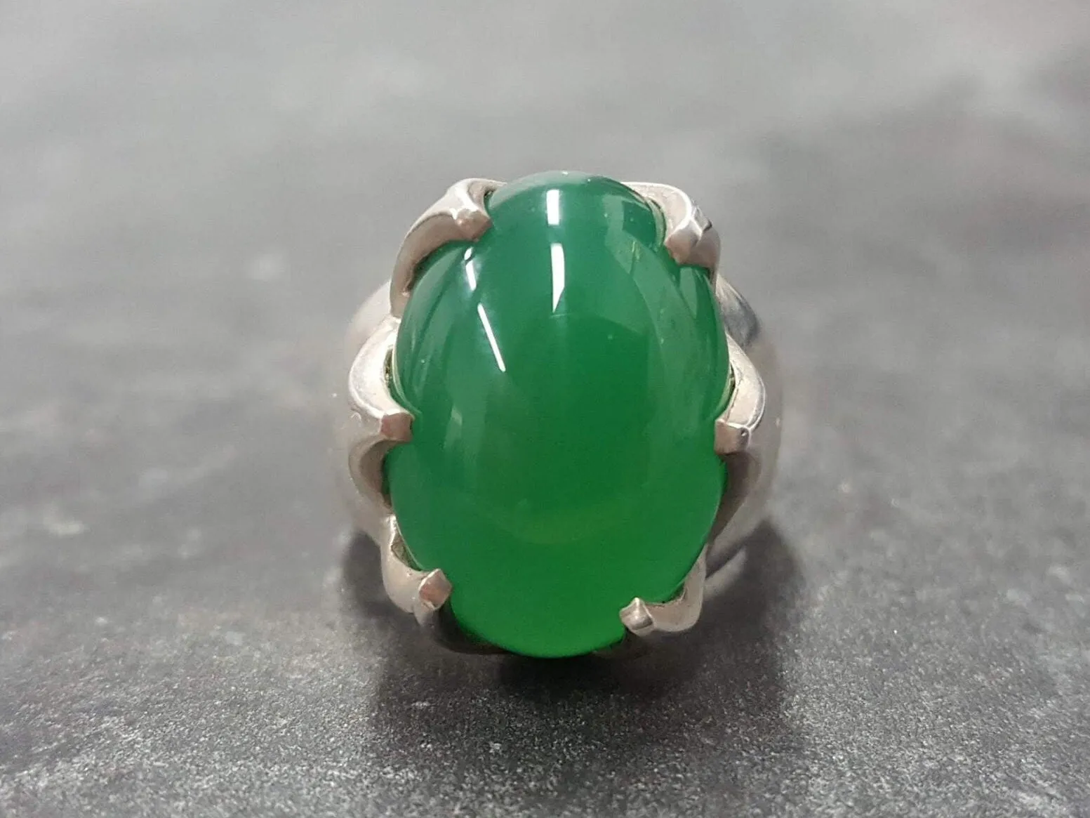 Emerald Statement Ring - Green Oval Ring - Vintage Emerald Ring