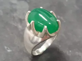Emerald Statement Ring - Green Oval Ring - Vintage Emerald Ring