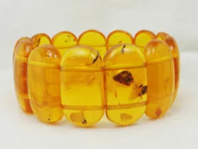 Estate Handcrafted Honey Baltic Amber Round Link Stretch Bracelet