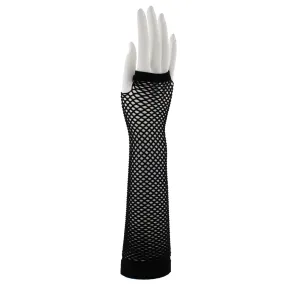 Extra Long Black Long Fishnet Gloves