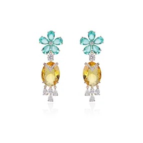 Flower Cubic Zircon CZ Rose Earrings for Wedding, Crystals Heart Earring for Bride, Women Girl Birthday Party Jewelry CE11570