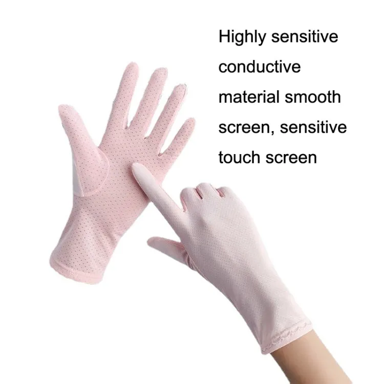 Free Code Summer Sunscreen Anti-ultraviolet Ice Silk Thin Gloves(Gray)