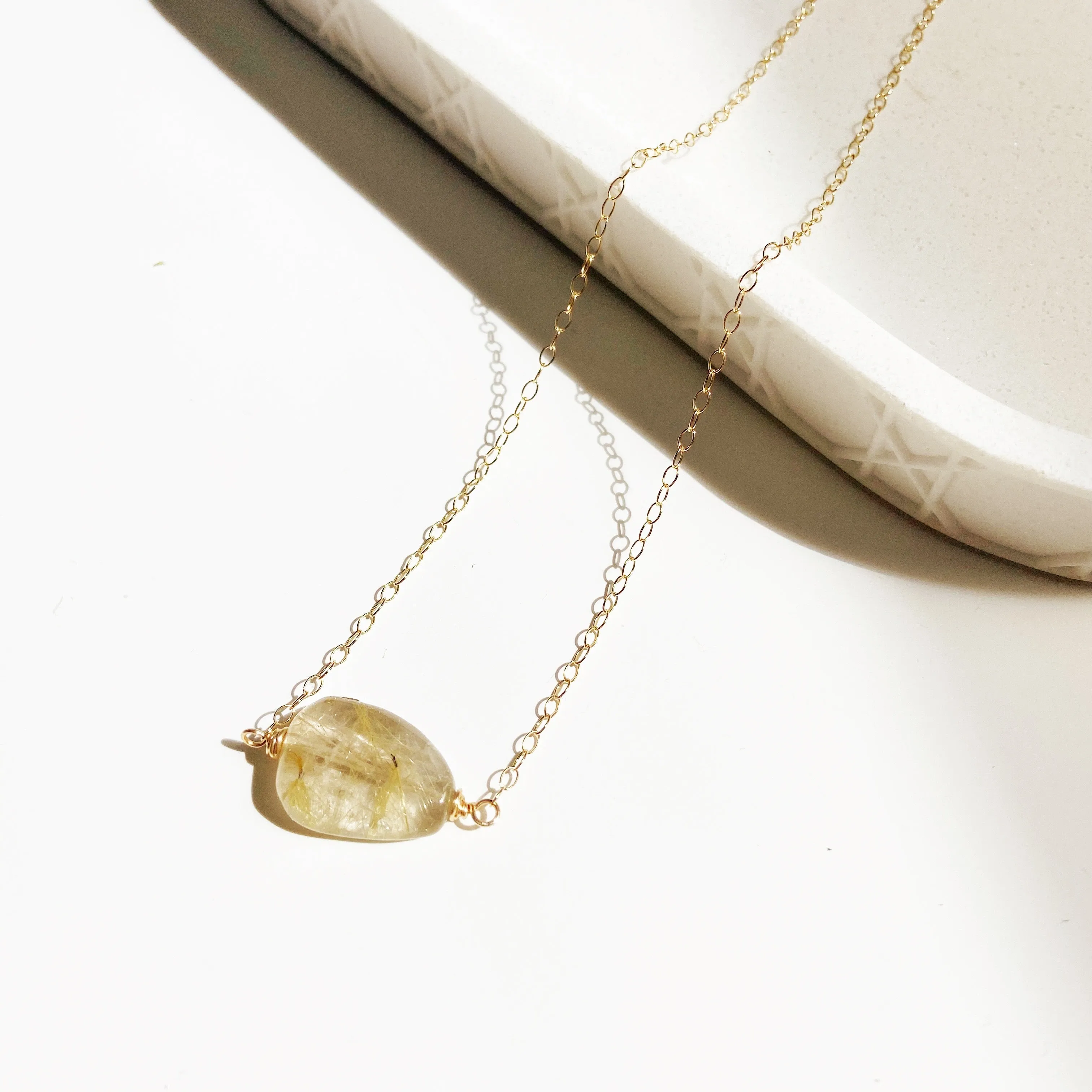 Full Heart- Golden Rutile Short Necklace (17 inches)
