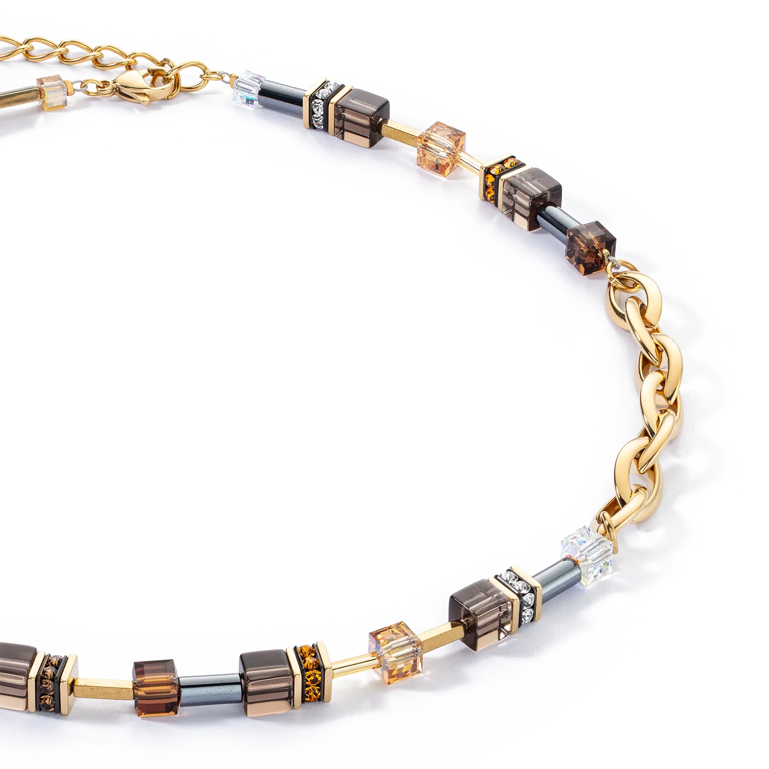 GeoCUBE® Chunky Chain necklace gold-brown