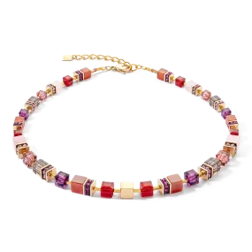 GeoCUBE® Precious statement necklace gold-red