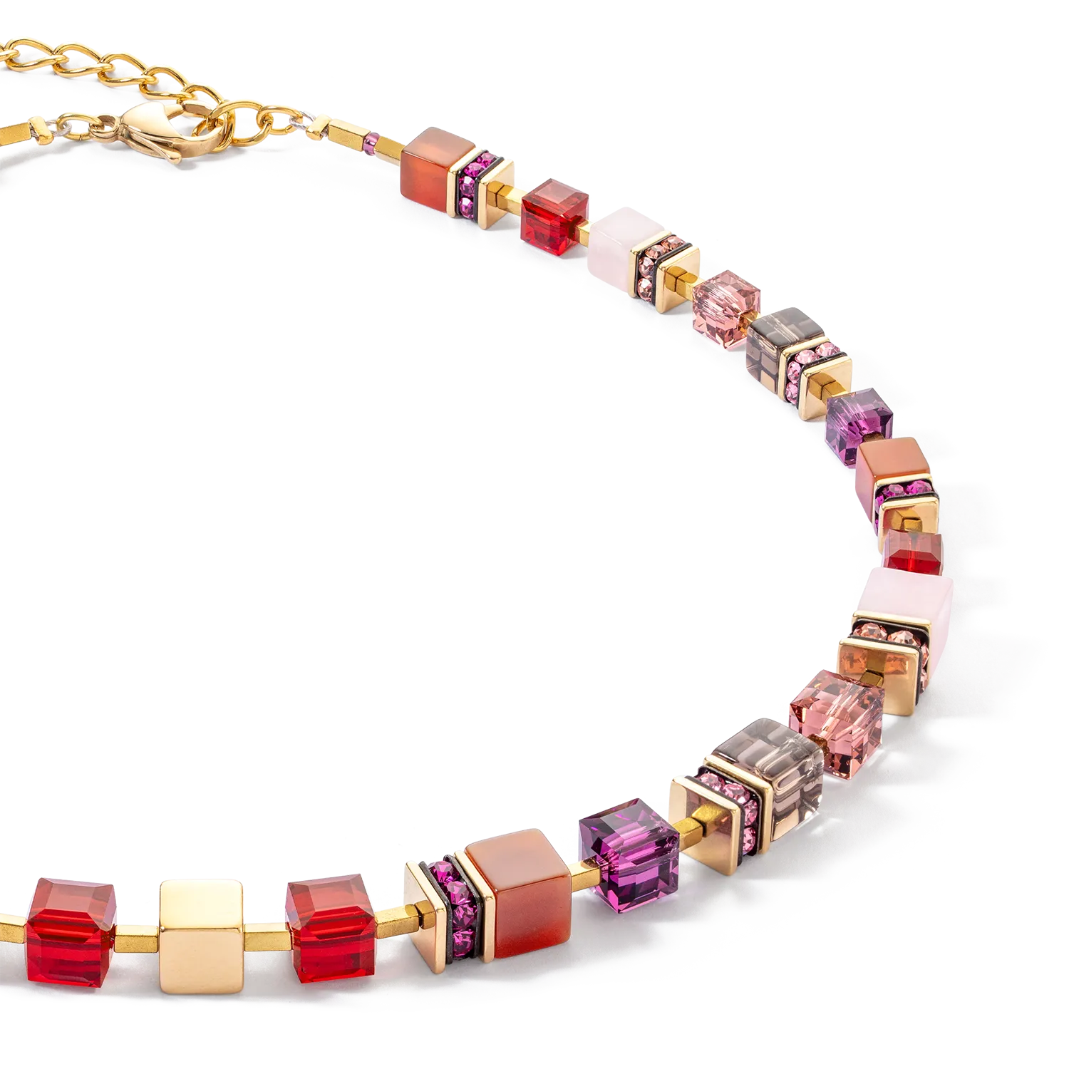 GeoCUBE® Precious statement necklace gold-red