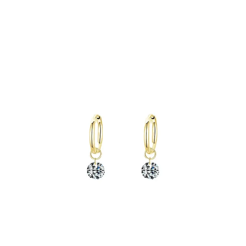 Glossy Sterling Silver Imitation Diamond Zircon Earrings