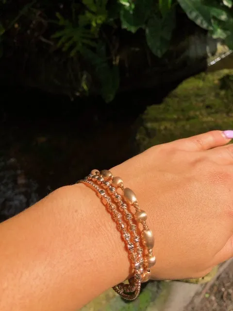 Gold Bead Bangle with Matte Finish