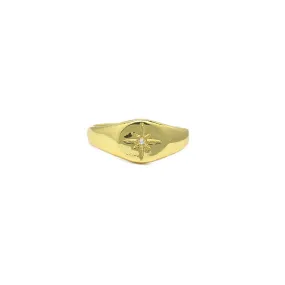 Gold Cubic Zirconia Adjustable Starburst Ring